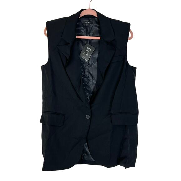 NWT Area Stars Black Single Breasted Sleeveless Silky Dressy Blazer Size S
